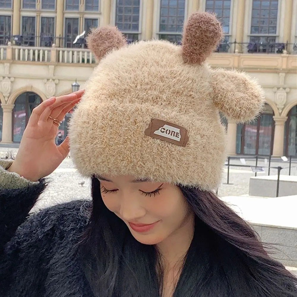 Deer Ear Beanie Cap Knitted Hat