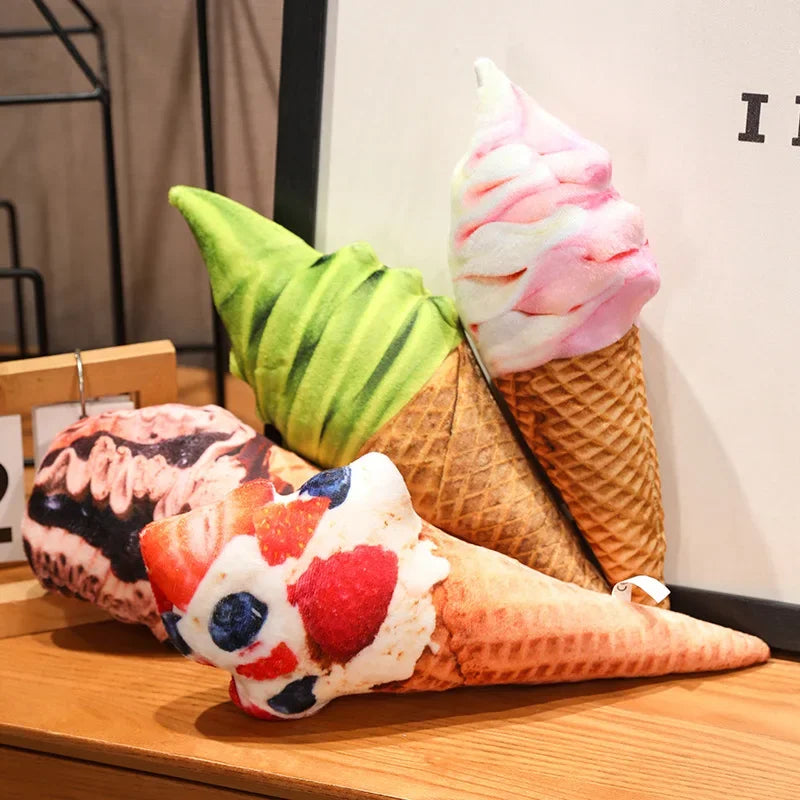 Ice Cream Plush Simulation Ice Cream Doll Plush Stuffed Cushion Sofa Bedding Decoration Dessert Throw Pillow Food Stuffed Gifts