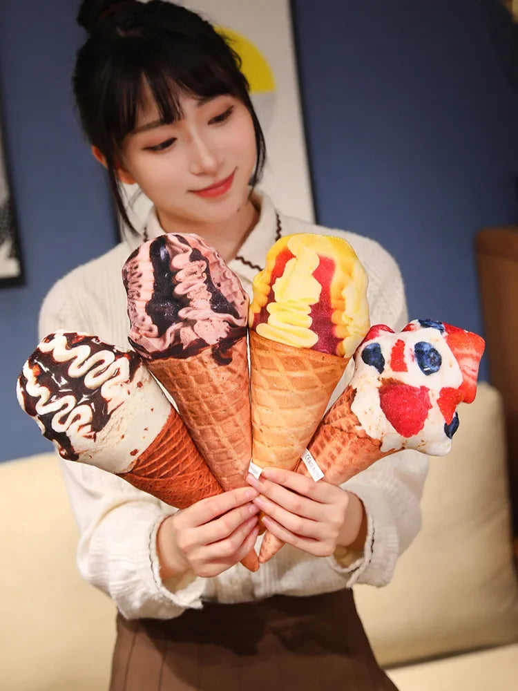Ice Cream Plush Simulation Ice Cream Doll Plush Stuffed Cushion Sofa Bedding Decoration Dessert Throw Pillow Food Stuffed Gifts