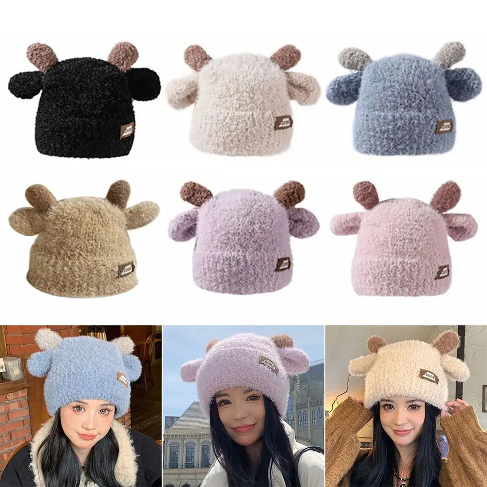 Deer Ear Beanie Cap Knitted Hat