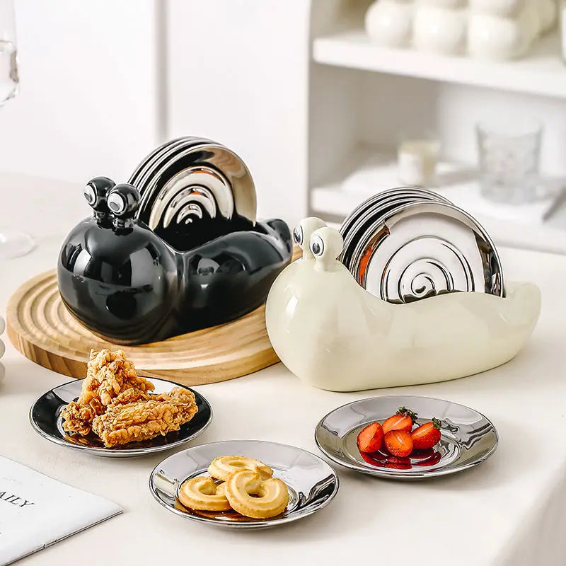 Cute Snail Snack Plate Set