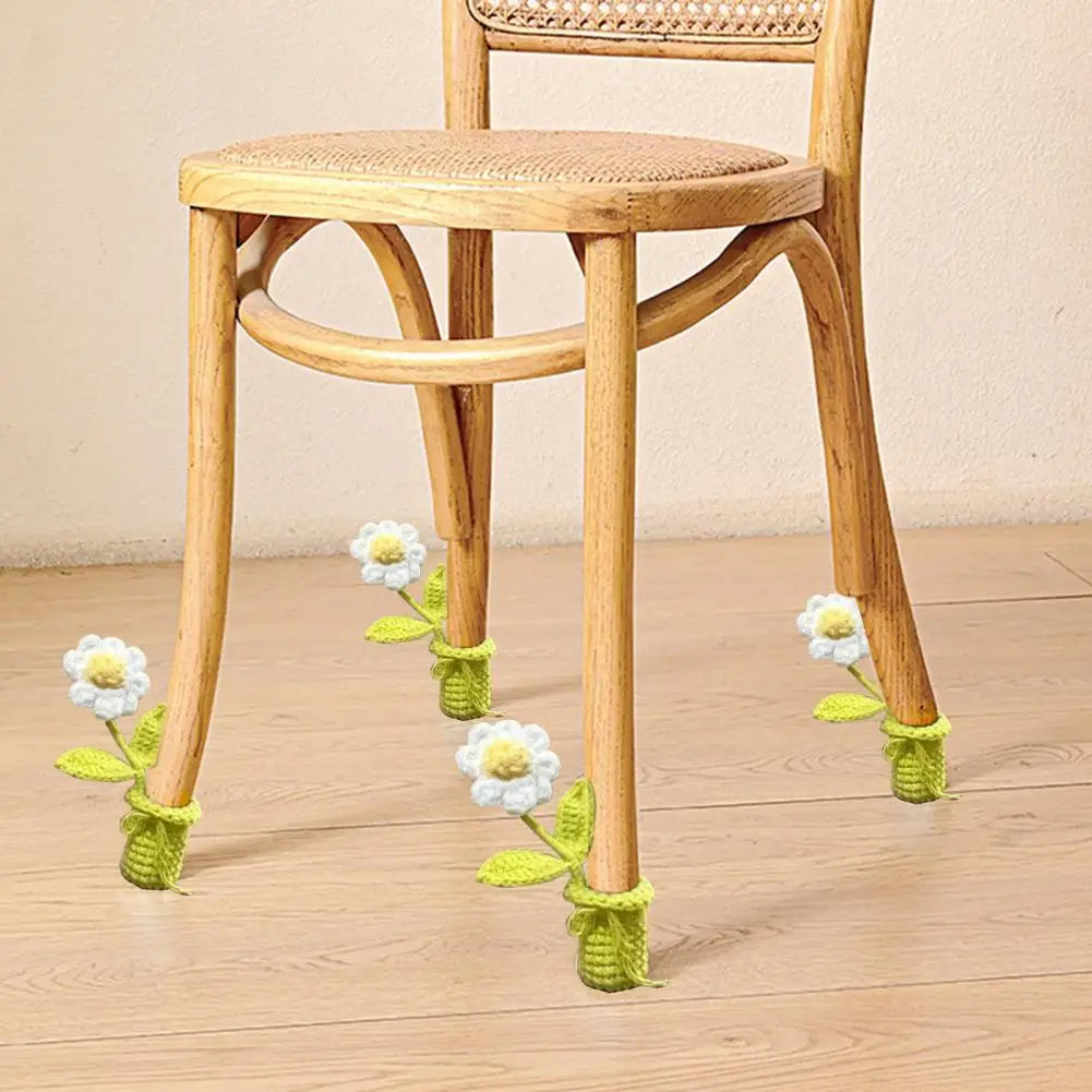 4*Crochet Flower Chair Leg Cover Knitting