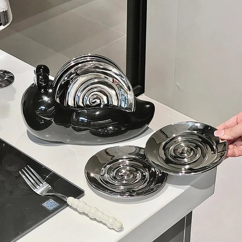 Cute Snail Snack Plate Set