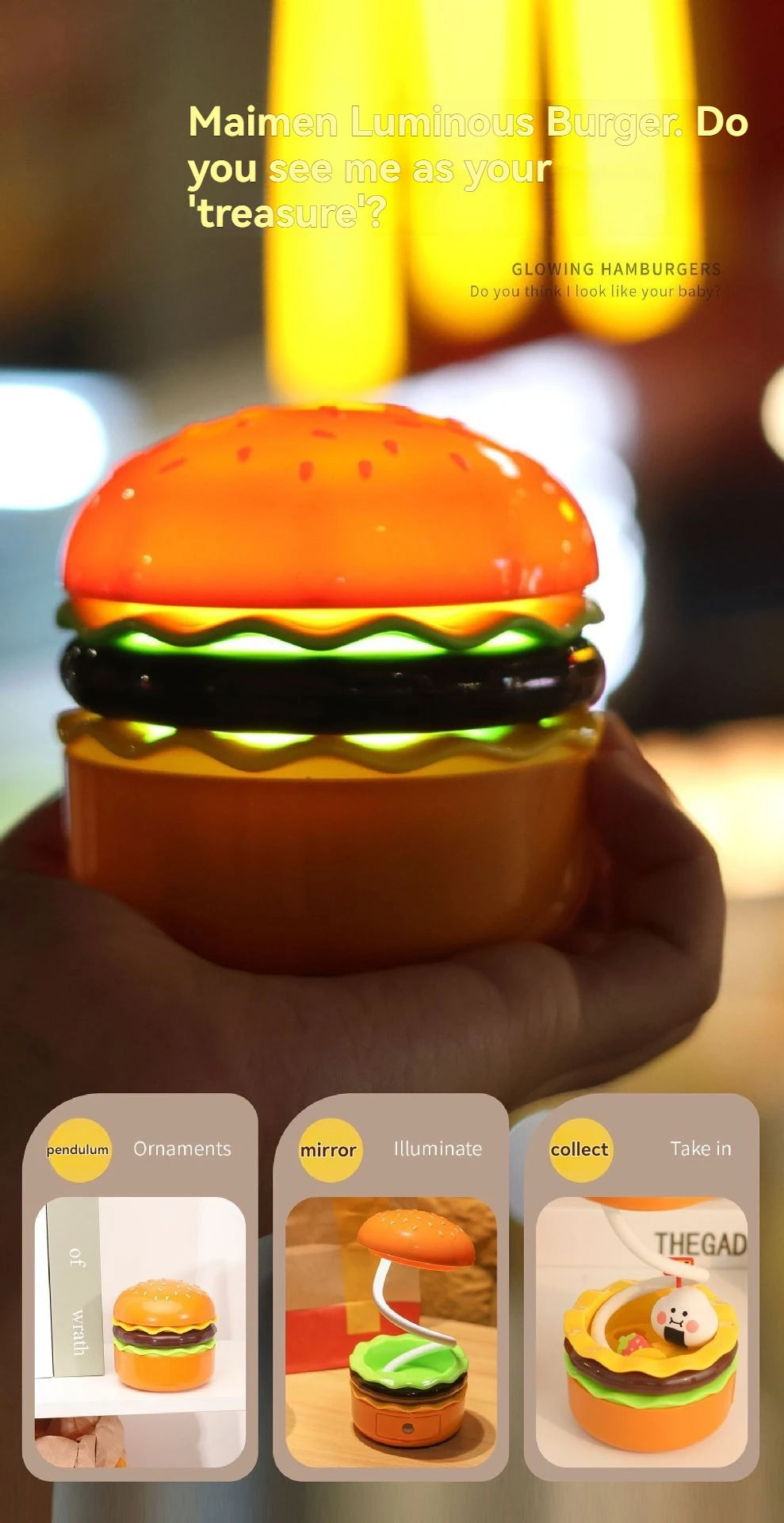 Burger Fries Shaped Desk Lamp