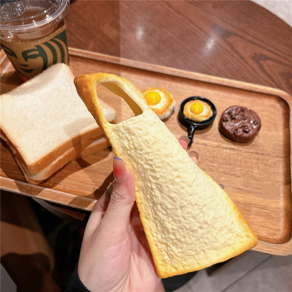 Soft 3D Toast Bread Phone Case for iPhone