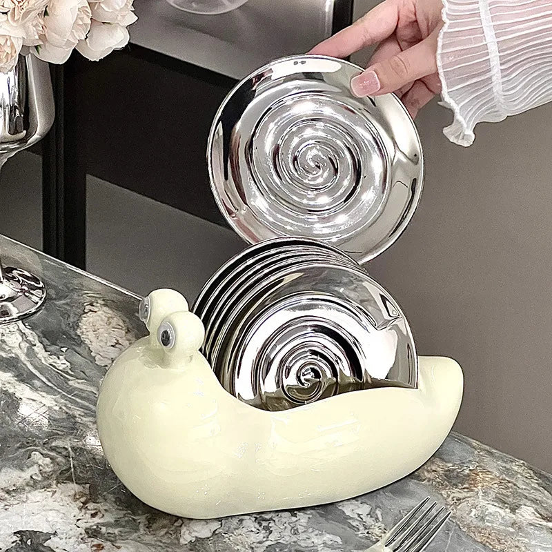 Cute Snail Snack Plate Set