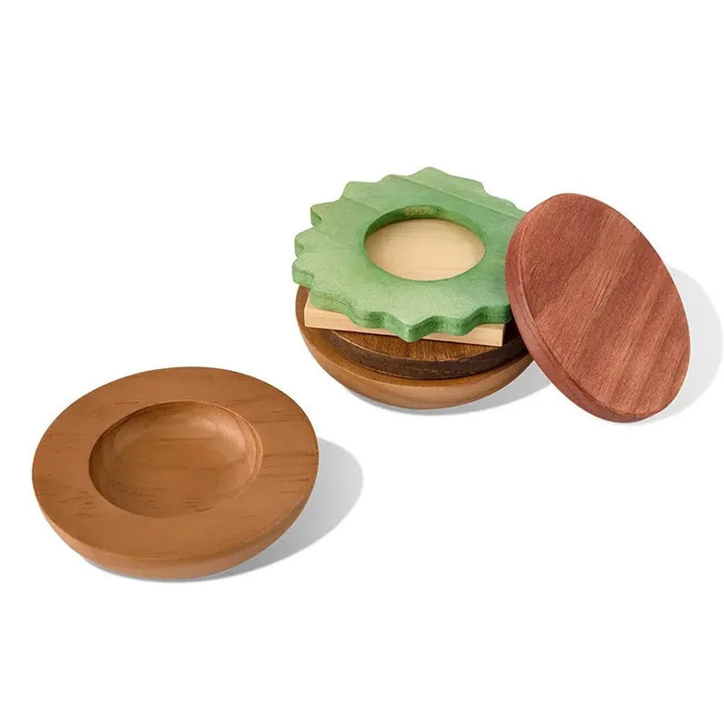 Hamburger Shape Natural Pine Wooden Coaster