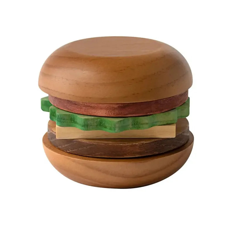 Hamburger Shape Natural Pine Wooden Coaster