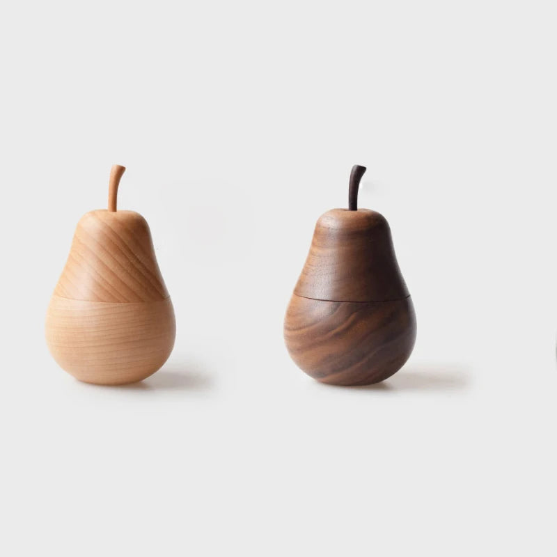 Pear Shape Wood Toothpick Container