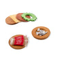Hamburger Shape Natural Pine Wooden Coaster