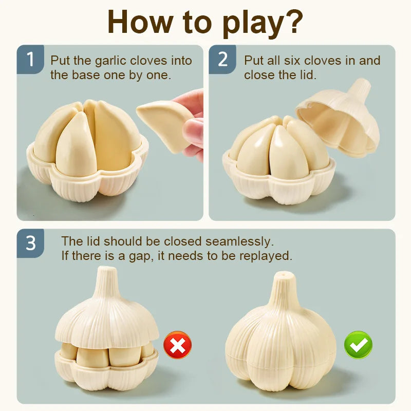 Kids Simulation Garlic Puzzles Educational Toys Sea Urchin Tangerine 3D Puzzles Matching Game Food Assembly Decompression Toys
