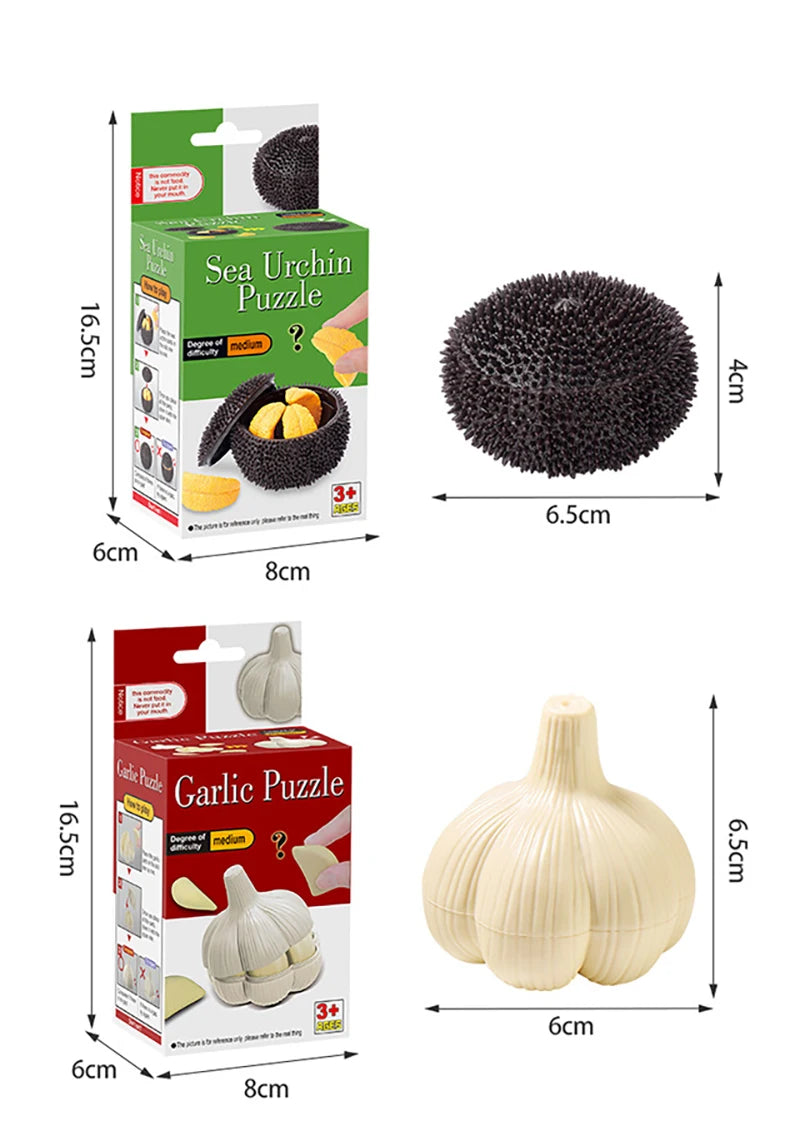 Kids Simulation Garlic Puzzles Educational Toys Sea Urchin Tangerine 3D Puzzles Matching Game Food Assembly Decompression Toys