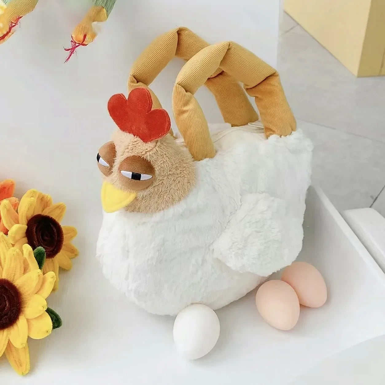 32cm Funny Chickens Plush Bag