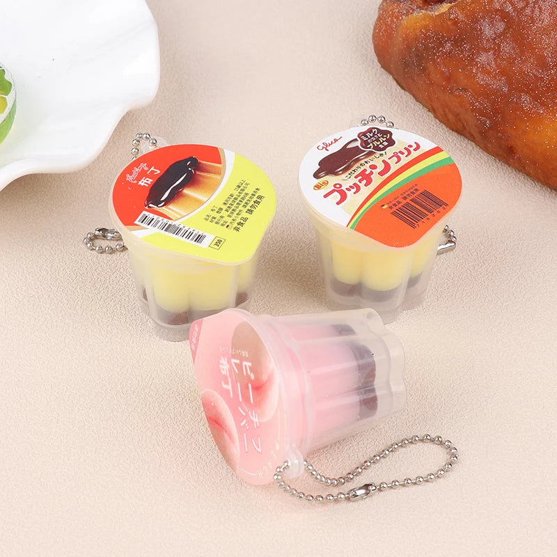 Novelty Pudding Pendant Food Play Keychain Toys