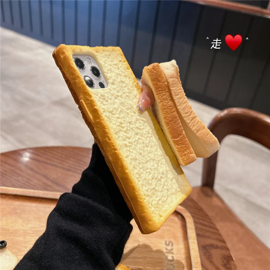 Soft 3D Toast Bread Phone Case for iPhone