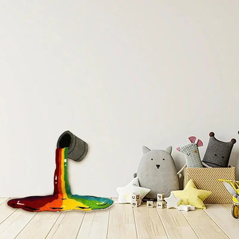 3D Rainbow Paint Bucket Tapestry Carpet