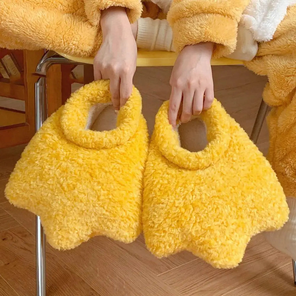 Yellow Duck Feet Fluffy Slippers