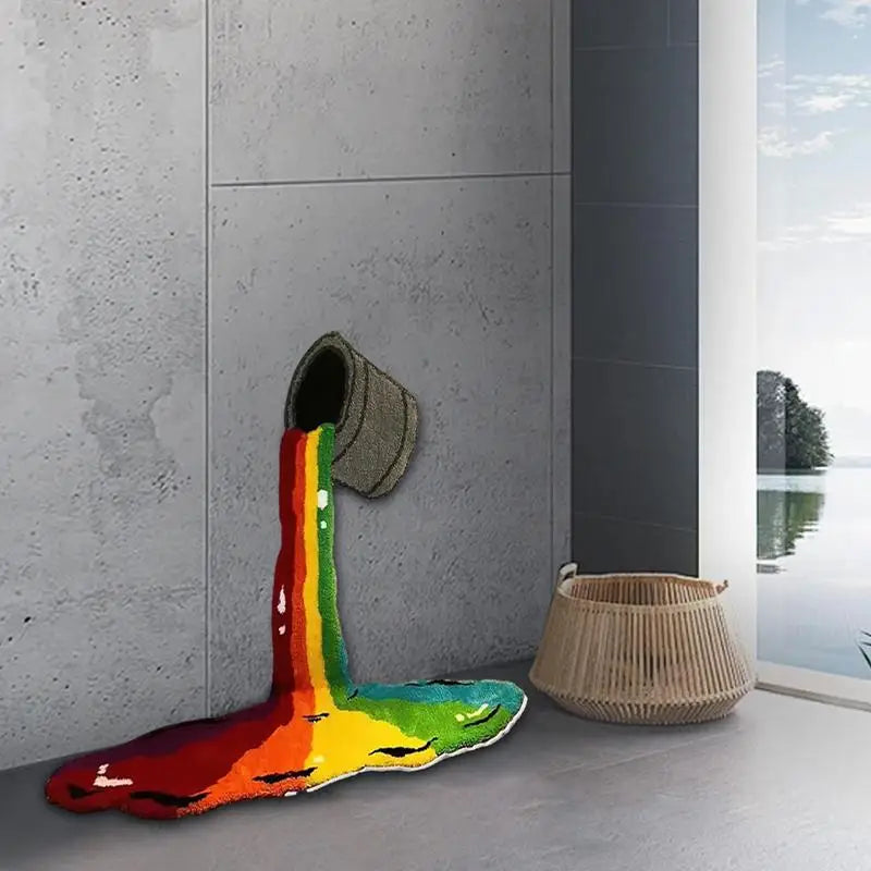 3D Rainbow Paint Bucket Tapestry Carpet