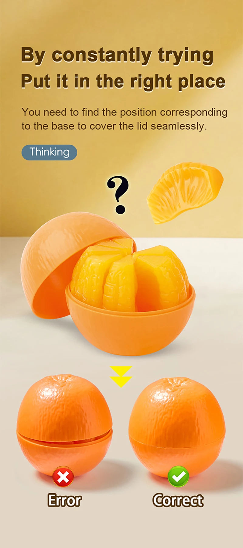 Kids Simulation Garlic Puzzles Educational Toys Sea Urchin Tangerine 3D Puzzles Matching Game Food Assembly Decompression Toys