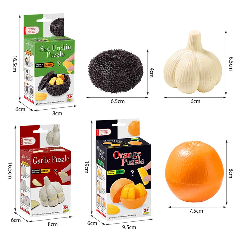 Kids Simulation Garlic Puzzles Educational Toys Sea Urchin Tangerine 3D Puzzles Matching Game Food Assembly Decompression Toys
