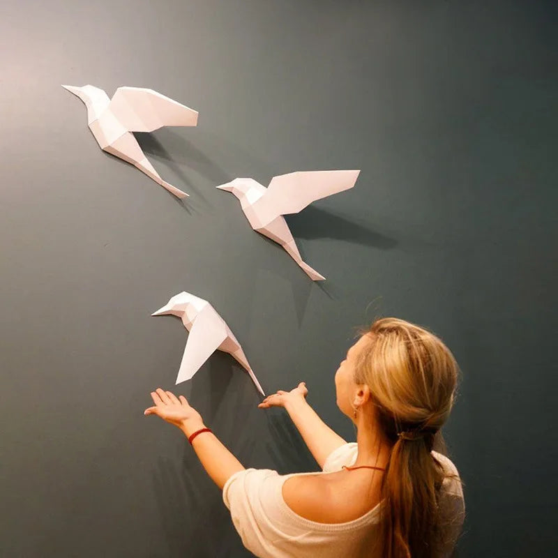 Three Birds Geometric Paper Model