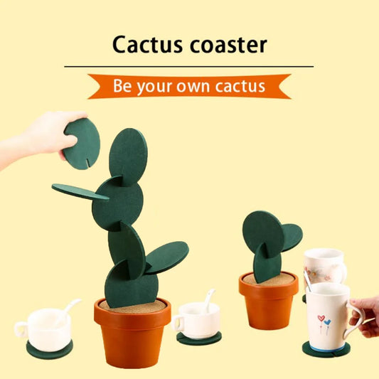 Cactus Shape Cute Coaster Set Table Cup Mat