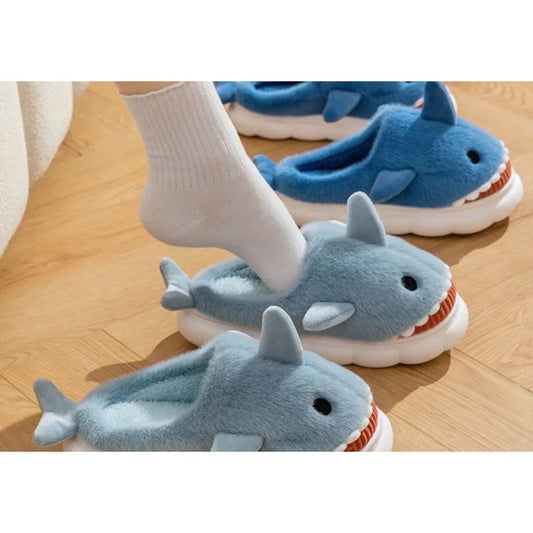 Shark Cartoon Plush Cotton Slippers