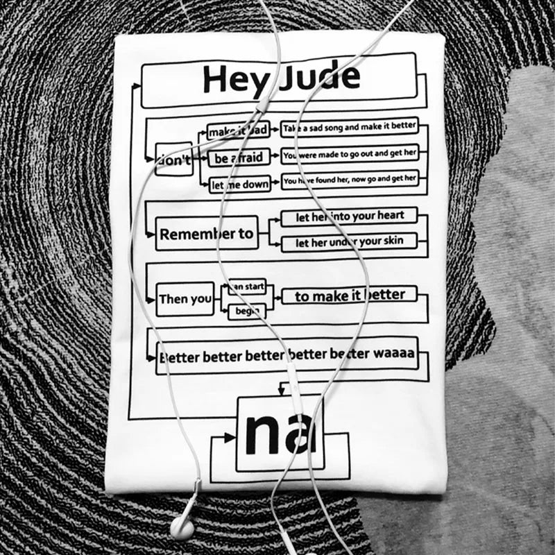 Hey Jude Unisex Graphic White T shirts