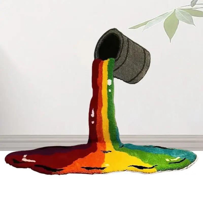 3D Rainbow Paint Bucket Tapestry Carpet