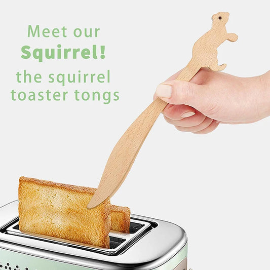 Rabbit Bunny Bread Tongs Wooden Squirrel Toast Tongs Kitchen Utensils Anti Heat Pastry Clamp Home Party Barbecue Baking Tool