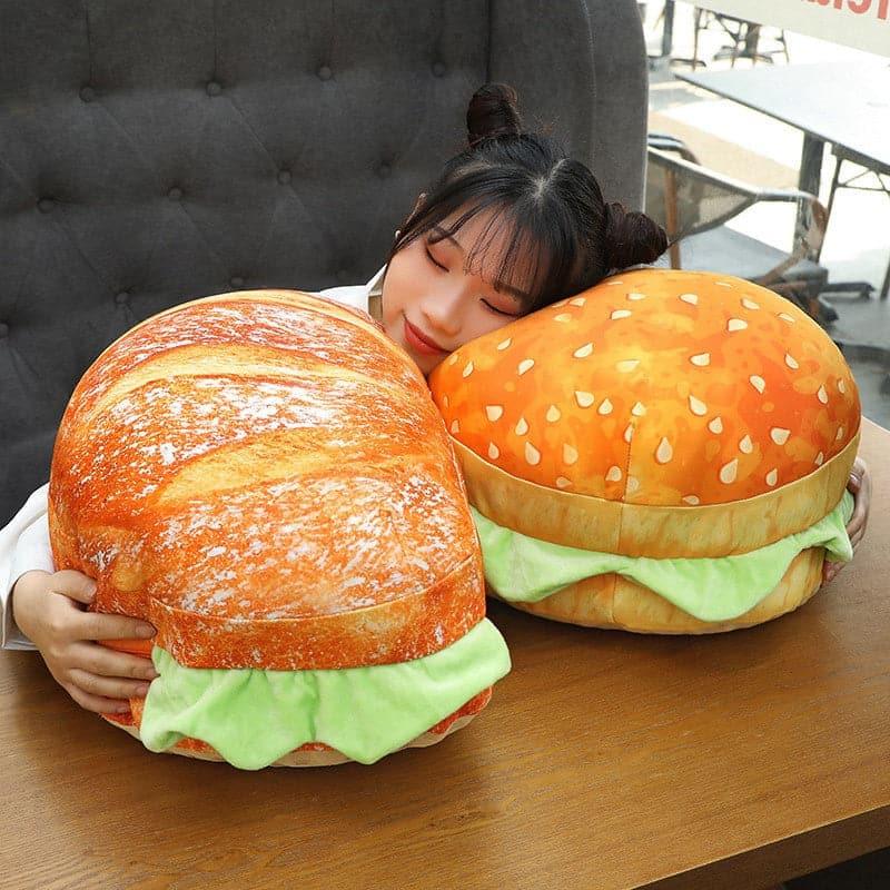 3D Plush Burger Pillow Creative Cushion Car Seat Cushion Soft